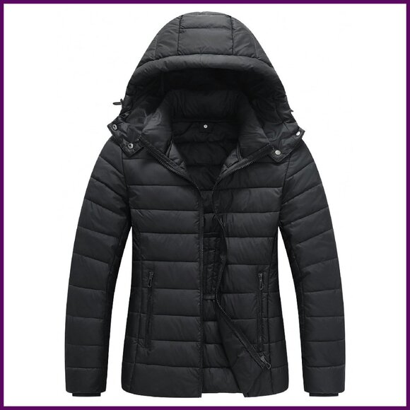 Women's Lightweight Waterproof Puffer Jacket with Detachable Hood